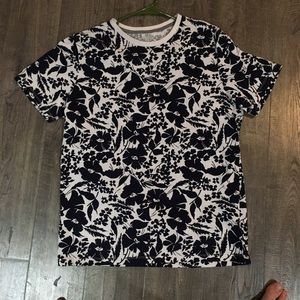 Blue and white floral shirt